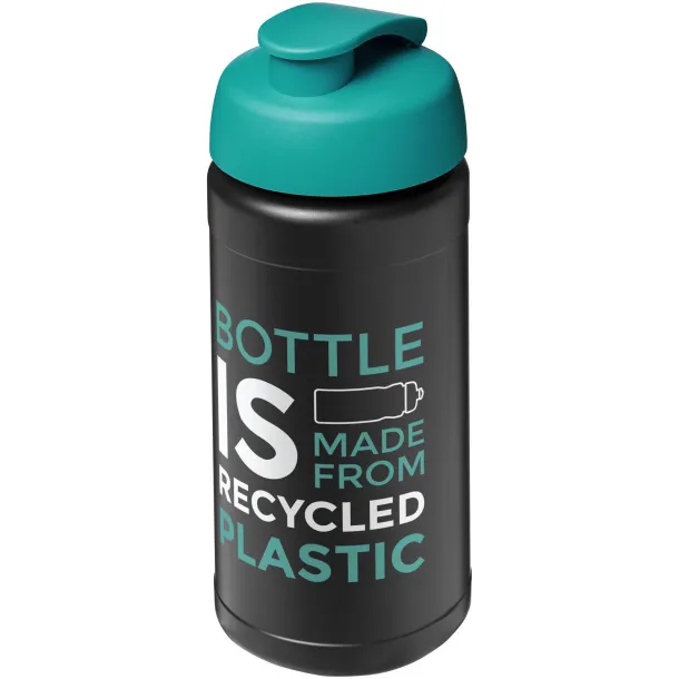 Baseline 500 ml recycled sport bottle with flip lid Crna Aqua