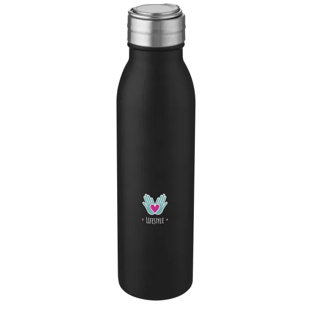 Harper 720 ml RCS certified stainless steel water bottle with metal loop Solid black