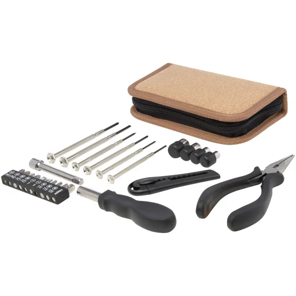 Spike 24-piece RCS recycled plastic tool set with cork pouch - STAC Natural
