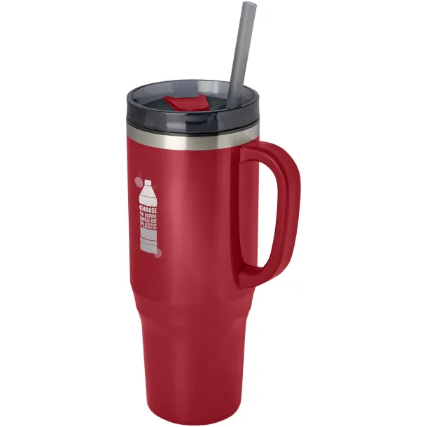 Melbourne 1200 ml RCS certified insulated tumbler with straw Red
