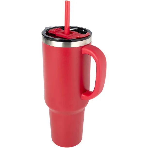 Sydney 1200 ml double wall RCS certified copper vacuum insulated tumbler with straw Red
