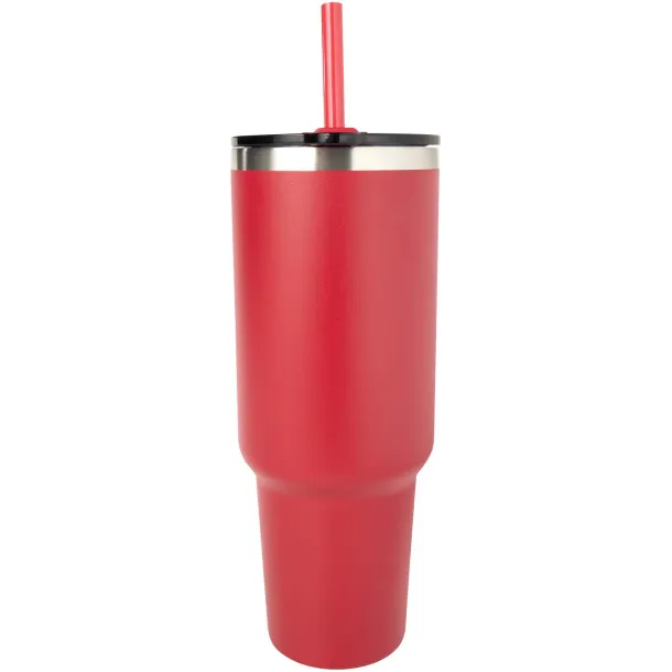 Sydney 1200 ml double wall RCS certified copper vacuum insulated tumbler with straw Red
