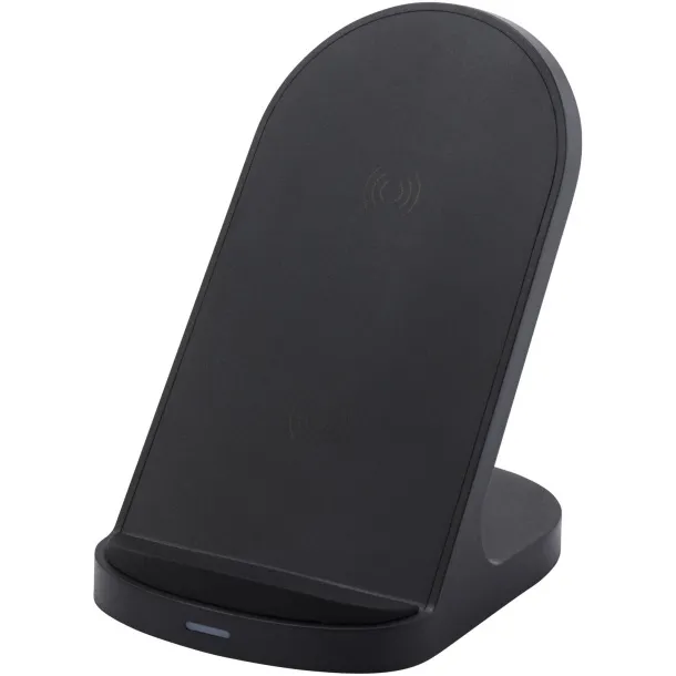Loop 15W dual coil RCS recycled plastic wireless charging stand Solid black