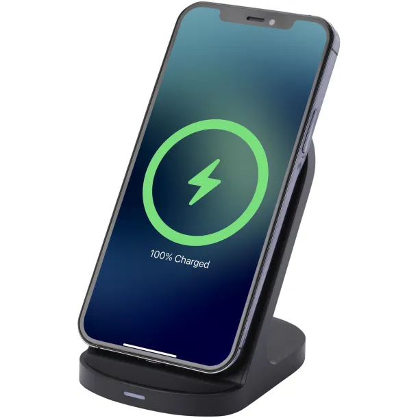 Loop 15W dual coil RCS recycled plastic wireless charging stand Crna