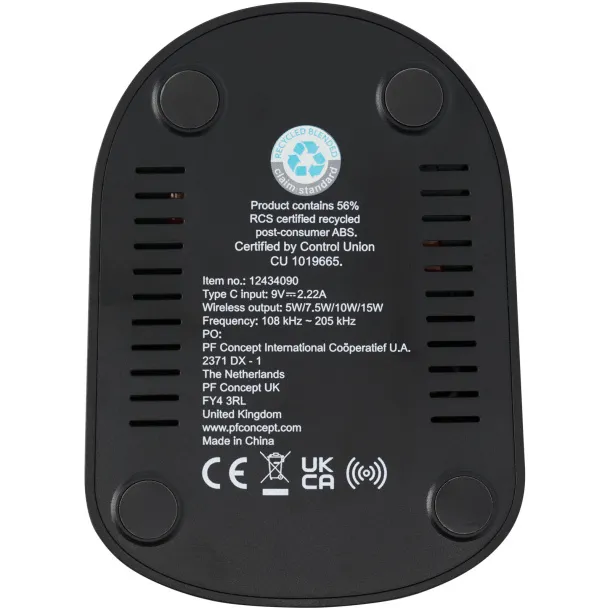 Loop stalak za bežično punjenje 15W od RCS reciklirane plastike s dvostrukom zavojnicom Solid black
