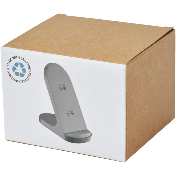 Loop 15W dual coil RCS recycled plastic wireless charging stand Crna