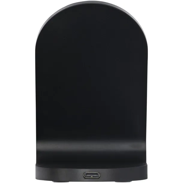 Loop 15W dual coil RCS recycled plastic wireless charging stand Solid black