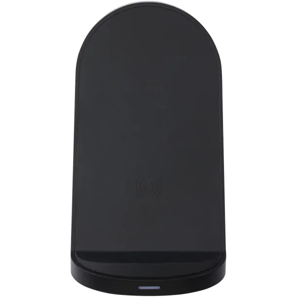Loop 15W dual coil RCS recycled plastic wireless charging stand Solid black