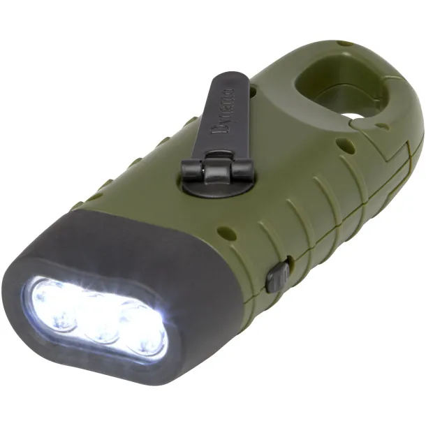 Helios recycled plastic solar dynamo flashlight with carabiner - STAC Army green