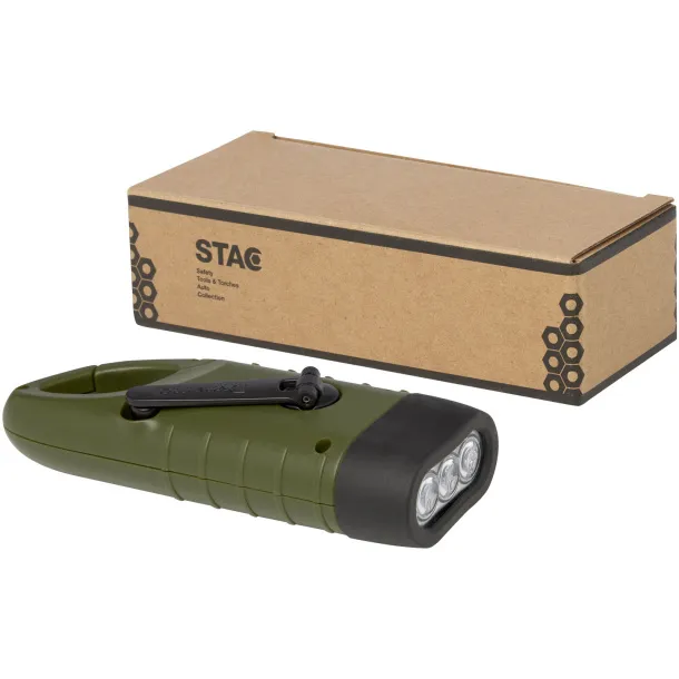 Helios recycled plastic solar dynamo flashlight with carabiner - STAC Army green