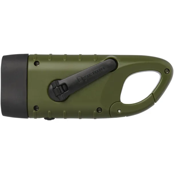 Helios recycled plastic solar dynamo flashlight with carabiner - STAC Army green