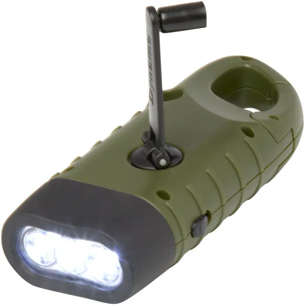 Helios recycled plastic solar dynamo flashlight with carabiner - STAC Army green