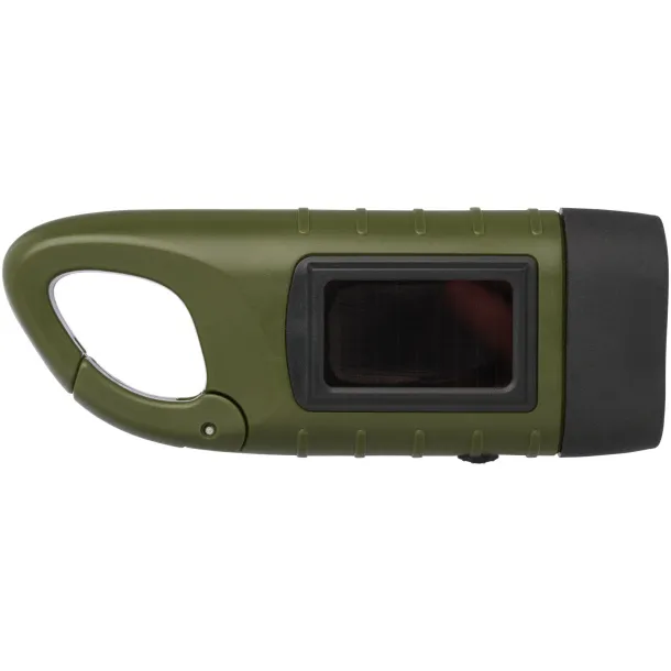 Helios recycled plastic solar dynamo flashlight with carabiner - STAC Army green