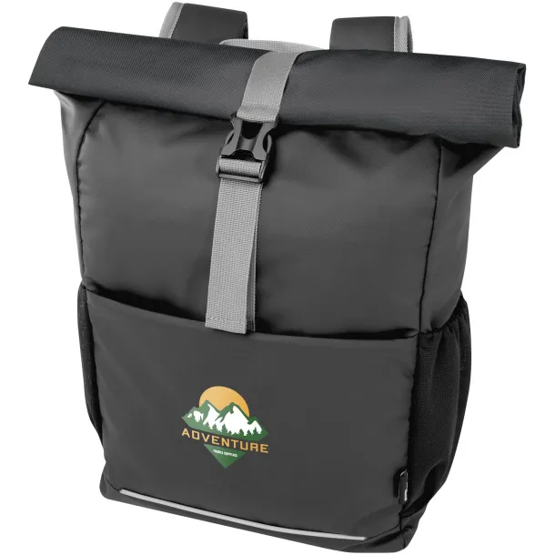 Aqua 15" GRS recycled water resistant roll-top bike bag 20L Solid black
