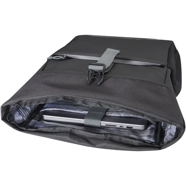 Aqua GRS reciklirani vodootporni rolltop ruksak za 15" laptop, 20L Solid black