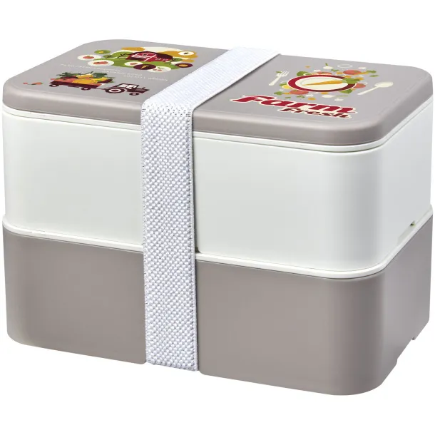 MIYO Renew double layer lunch box Pebble grey Ivory white