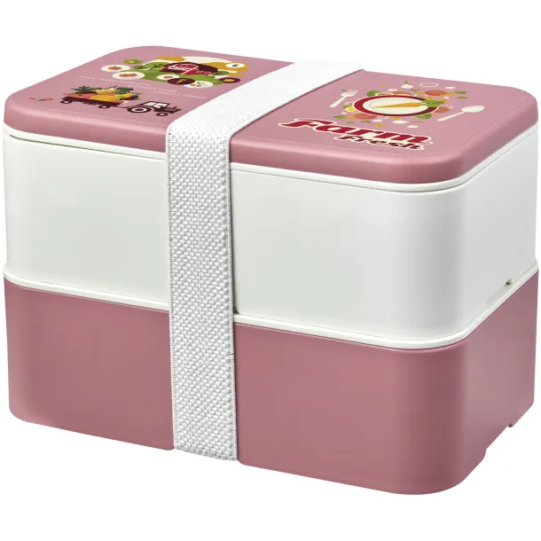 MIYO Renew double layer lunch box Pink Ivory white