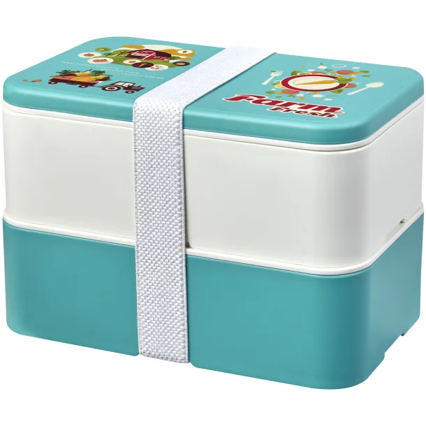 MIYO Renew double layer lunch box Reef blue Off white