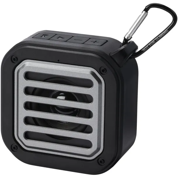 Solo 3W IPX5 RCS recycled plastic solar Bluetooth® speaker with carabiner Crna