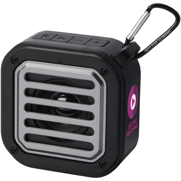 Solo 3W IPX5 RCS solarni Bluetooth® zvučnik od reciklirane plastike s karabinerom Solid black