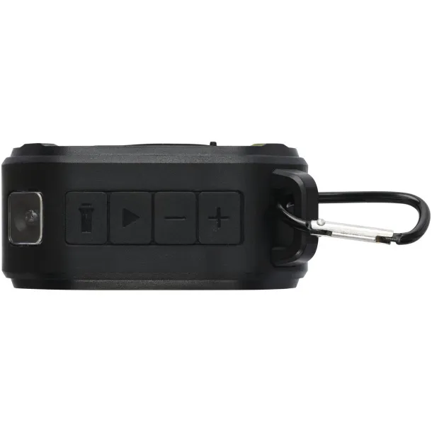 Solo 3W IPX5 RCS solarni Bluetooth® zvučnik od reciklirane plastike s karabinerom Solid black