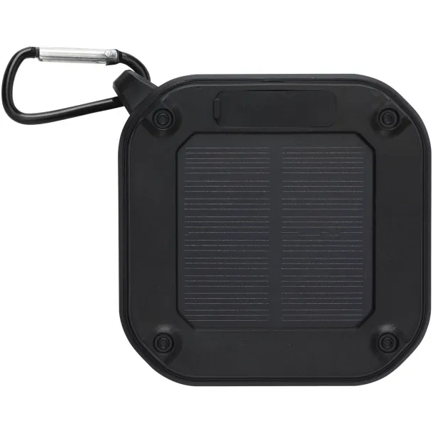 Solo 3W IPX5 RCS recycled plastic solar Bluetooth® speaker with carabiner Crna