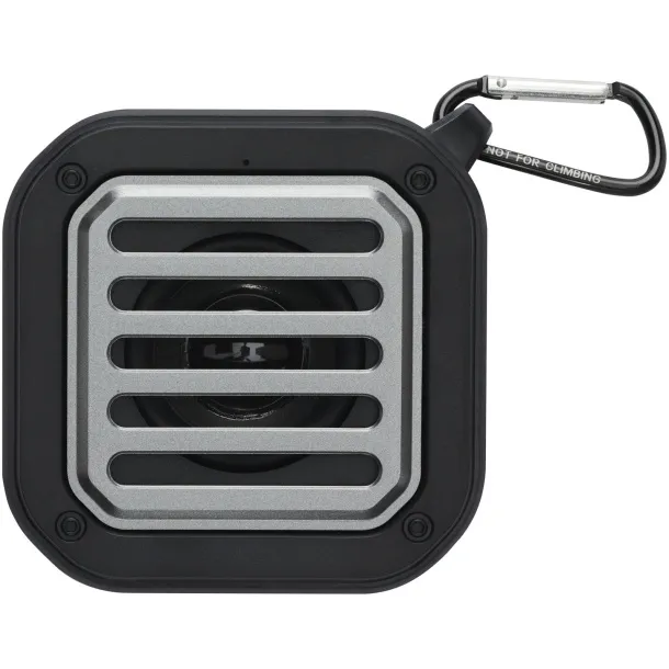 Solo 3W IPX5 RCS recycled plastic solar Bluetooth® speaker with carabiner Crna