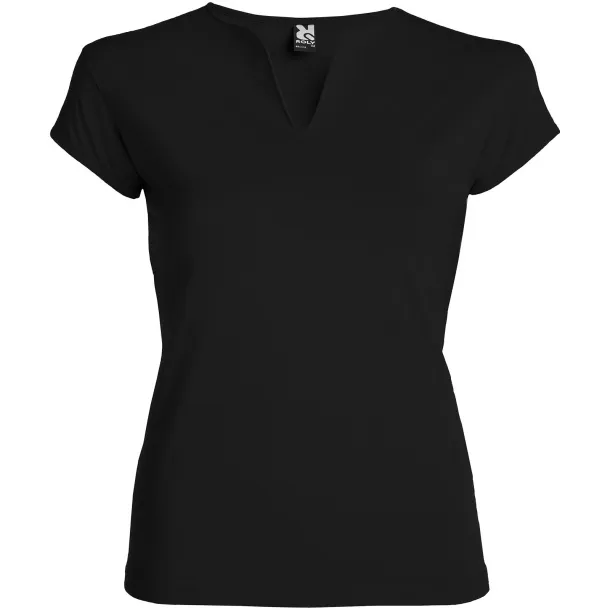 Belice kratka ženska majica s V-izrezom - Roly Solid black