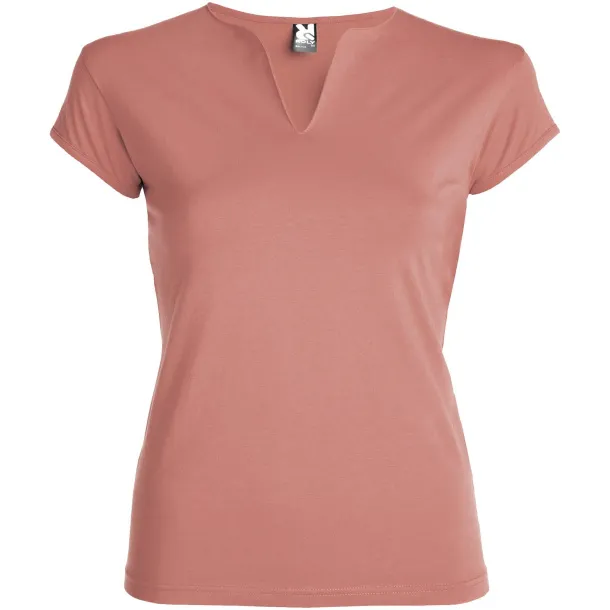Belice kratka ženska majica s V-izrezom - Roly Clay Orange