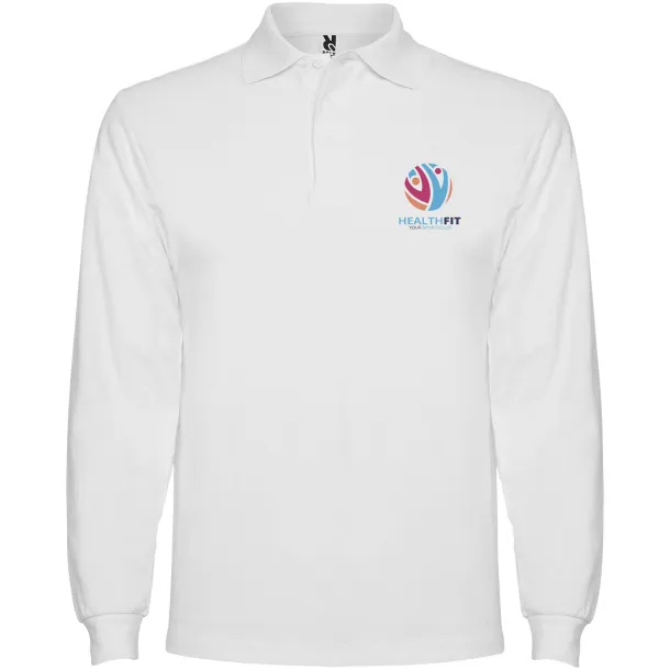Estrella long sleeve men's polo - Roly White
