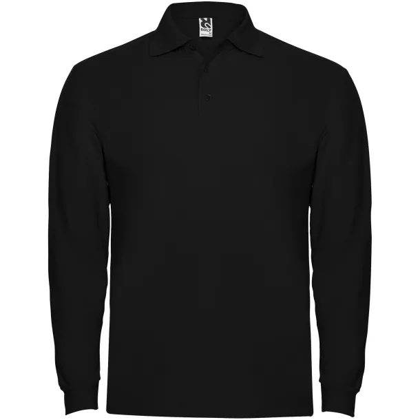 Estrella muška polo majica dugih rukava, 220 g/m² - Roly Crna