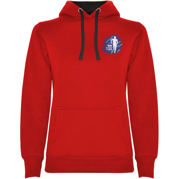 Urban ženski hoodie, 280 g/m² - Roly Crvena Crna