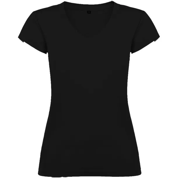 Victoria kratka ženska majica s v-izrezom - Roly Solid black