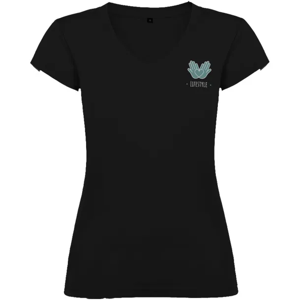 Victoria kratka ženska majica s v-izrezom - Roly Solid black