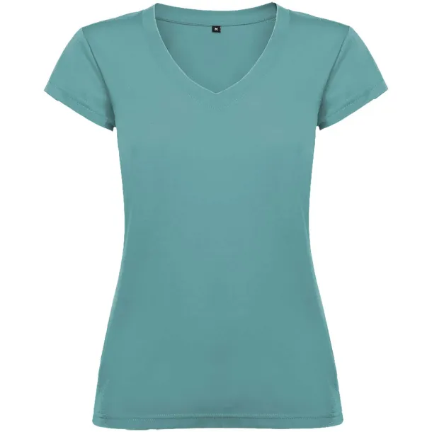 Victoria short sleeve women's v-neck t-shirt - Roly Dusty Blue
