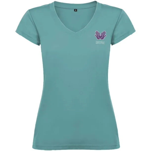 Victoria short sleeve women's v-neck t-shirt - Roly Dusty Blue