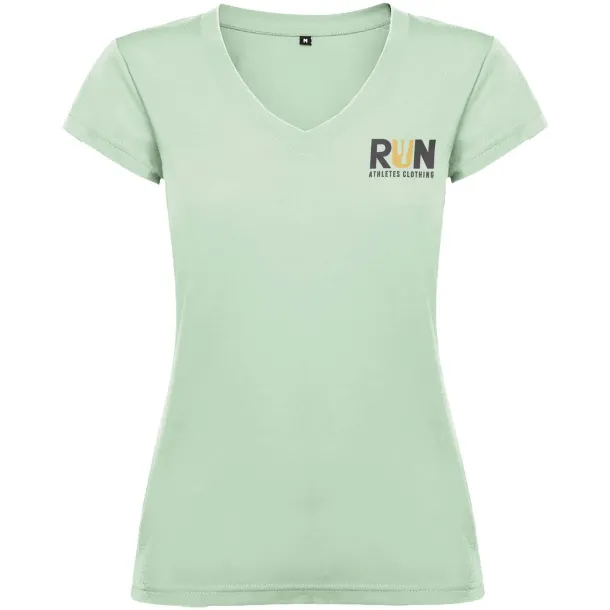 Victoria kratka ženska majica s v-izrezom - Roly Mist Green