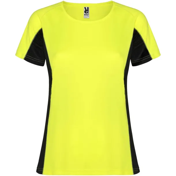 Shanghai ženska sportska majica kratkih rukava - Roly Fluor Yellow Solid black