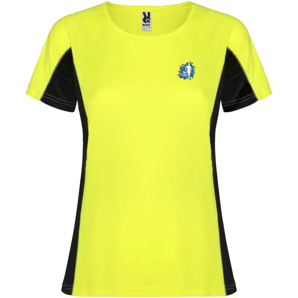 Shanghai ženska sportska majica kratkih rukava - Roly Fluor Yellow Solid black