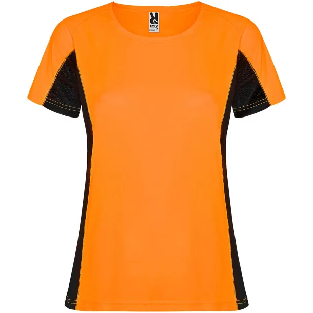 Shanghai ženska sportska majica kratkih rukava - Roly Fluor Orange Solid black
