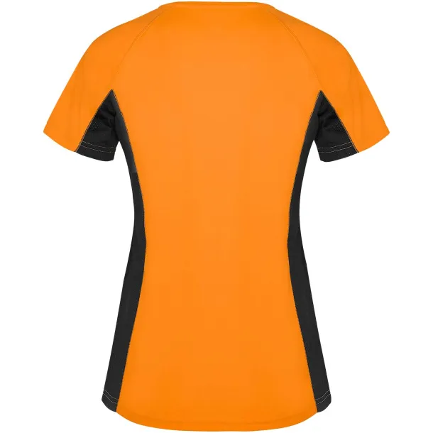 Shanghai ženska sportska majica kratkih rukava - Roly Fluor Orange Solid black