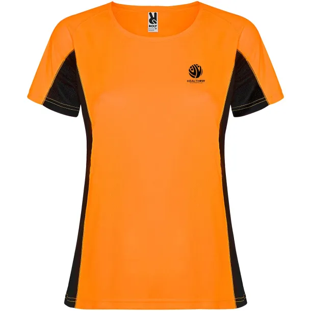Shanghai ženska sportska majica kratkih rukava - Roly Fluor Orange Solid black