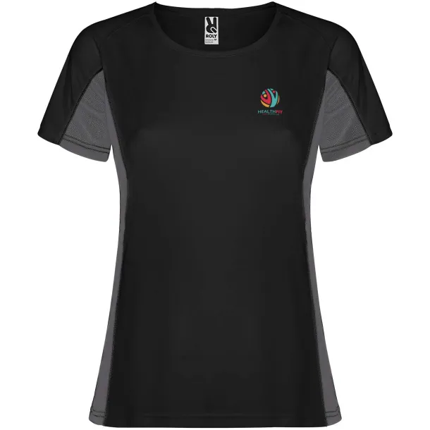 Shanghai short sleeve women's sports t-shirt - Roly Solid black Dark Lead