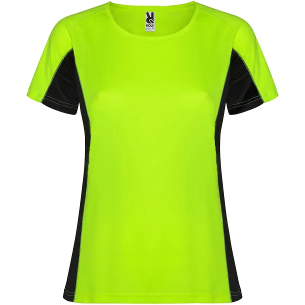 Shanghai ženska sportska majica kratkih rukava - Roly Fluor Green Solid black