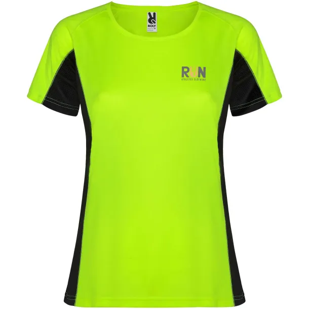 Shanghai ženska sportska majica kratkih rukava - Roly Fluor Green Crna