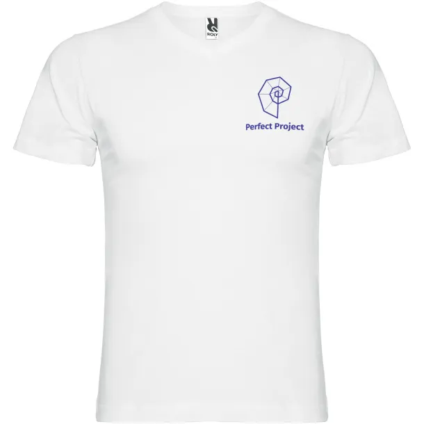 Samoyedo short sleeve men's v-neck t-shirt - Roly White
