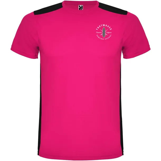 Detroit short sleeve kids sports t-shirt - Roly Fuchsia Solid black