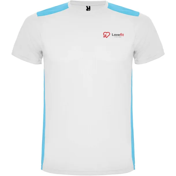 Detroit short sleeve kids sports t-shirt - Roly White Turquois