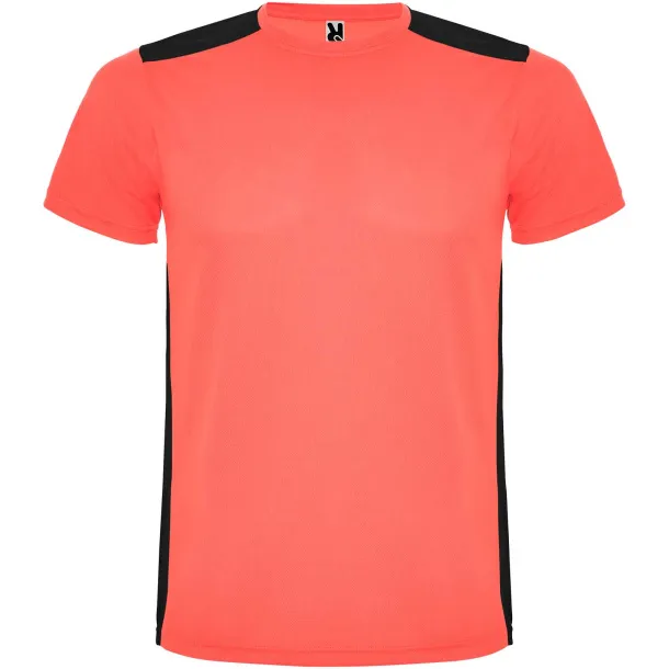 Detroit dječja sportska majica kratkih rukava - Roly Fluor Coral Solid black
