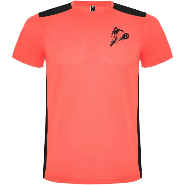 Detroit dječja sportska majica kratkih rukava - Roly Fluor Coral Solid black